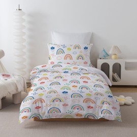 Caregchrisj Toddlers Unicorn Duvet Cover Sets 120 x 150cm, Rainbows Single Duvet Cover Set with Zip Closure Soft Microfibre Duvet Covers and 1 Pillowcase 40 x 60 cm