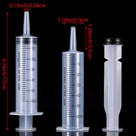 Frienda Large Plastic Syringe 4 Pack Measuring Syringe Tools Dispensing Multiple Uses(60 ml)