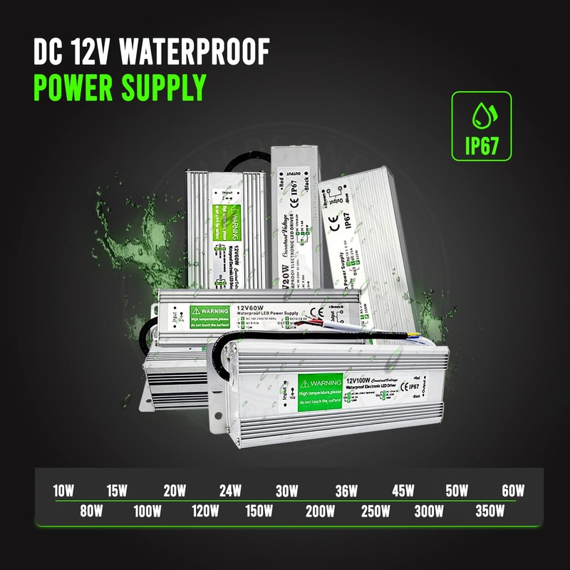 Kawayy LED Driver, IP67 Waterproof, 12V 20W, 90-264V AC, 12.5A,