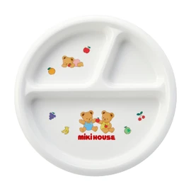 Miki House 46-7151-686 Lunch Plate, Lunch Plate, Divider Dish, Baby Food, Made in Japan, For Boys, Girls, Baby, Kids, Baby Dishes, Plate, Bear, Fruit, White