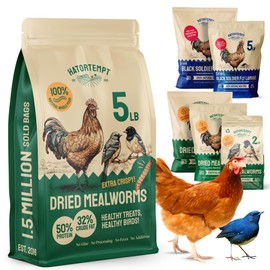 Hatortempt Dried Mealworms - 5 Lb, Non-GMO & Organic - High-Protein Mealworms for Wild Birds & Ducks, Chicken & Bird Food