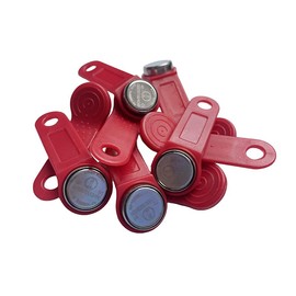 10xIbutton Keyfob DS1990A DS1990 F5 Serial Number iButton I-Button Key IB Tag CardWaterproof RFID TAG (RED)