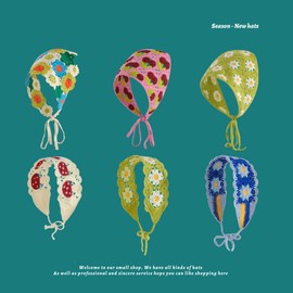 Hofar Crochet Bandana Headbands Y2k Aesthetic Accessories Knitted Head Wrap Handmade Vintage Hair Bandanas Cute Creative Hair Accessories