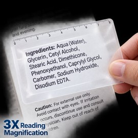 3X Credit Card Magnifier with Ruler, Ultra-Thin PVC Wallet Pocket Magnifying Lens for Reading