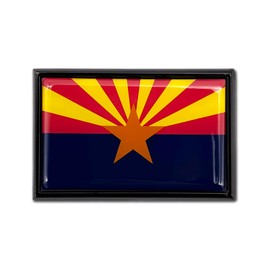Elektroplate Premium Arizona AZ State Flag All Metal Black Frame Chrome Emblem for Cars, Trucks, and All Auto | Universal Fit at 2.5" x 3.8" | Weatherproof