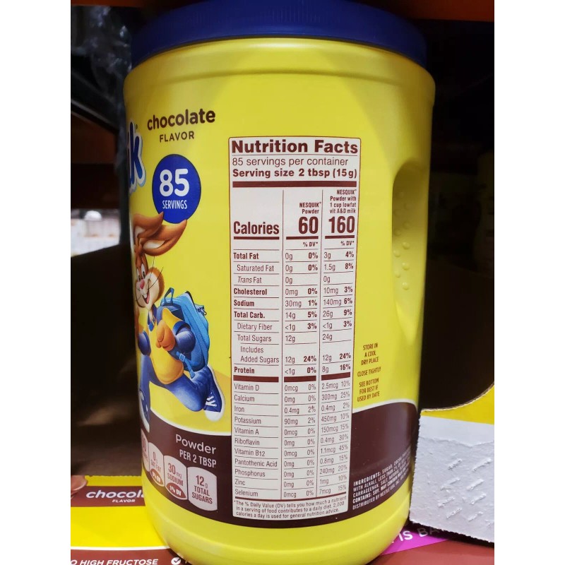Nestle Nesquik Chocolate Flavor 2.61Lb Chocolate Powder 85 Servings 41.9oz