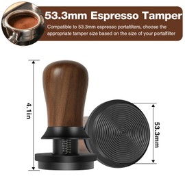 PUSEE 53.3mm Espresso Coffee Tamper - Premium Barista Coffee Tamper, 30lb Calibrated Double Spring Titanium Coating Base Ground Espresso Tamper, Fits for All 53mm Portafilters, Espresso Accessories