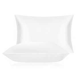 DISANGNI 100% Mulberry Silk Real Silk Pillowcase, Used for Hair and Skin, Silk Pillowcase one Side (White, 1 Pack Standard Size 20"x26")