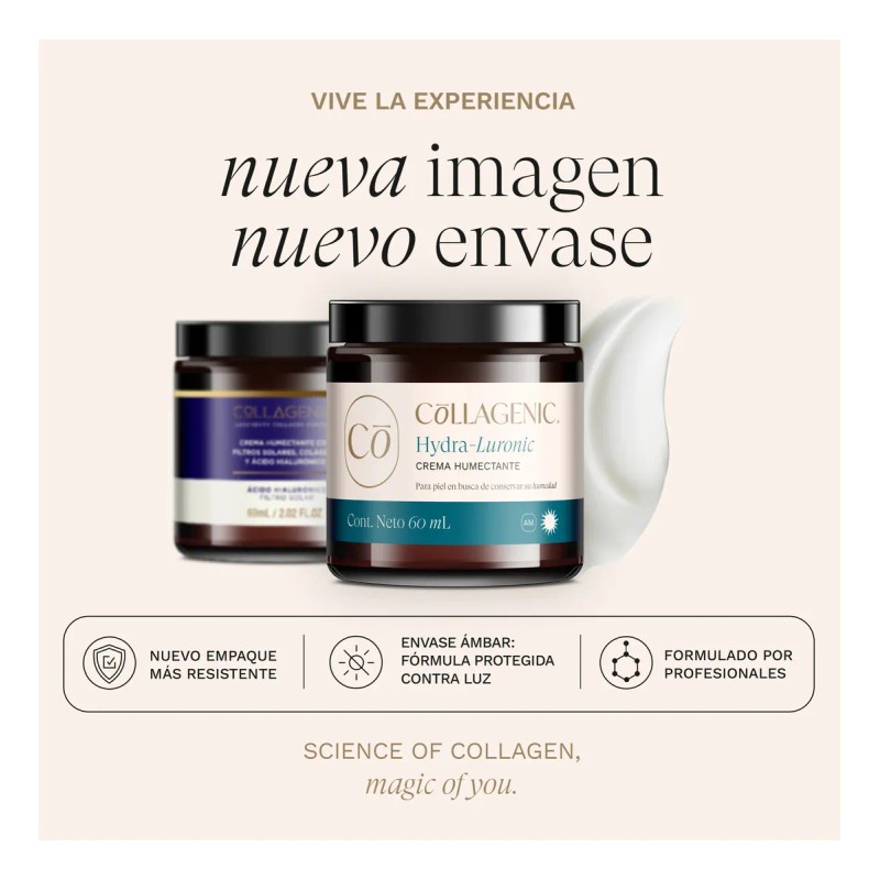 Crema Facial Hidratante Ácido Hialurónico Colágeno Filtros Solares 60ml Collagenic