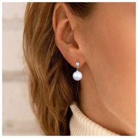 Yheakne Vintage Crystal Pearl Drop Earrings Gold Pearl Dangle Earrings Rhinestone Stud Earrings Cz Wedding Earrings Jewelry for Women and Girls