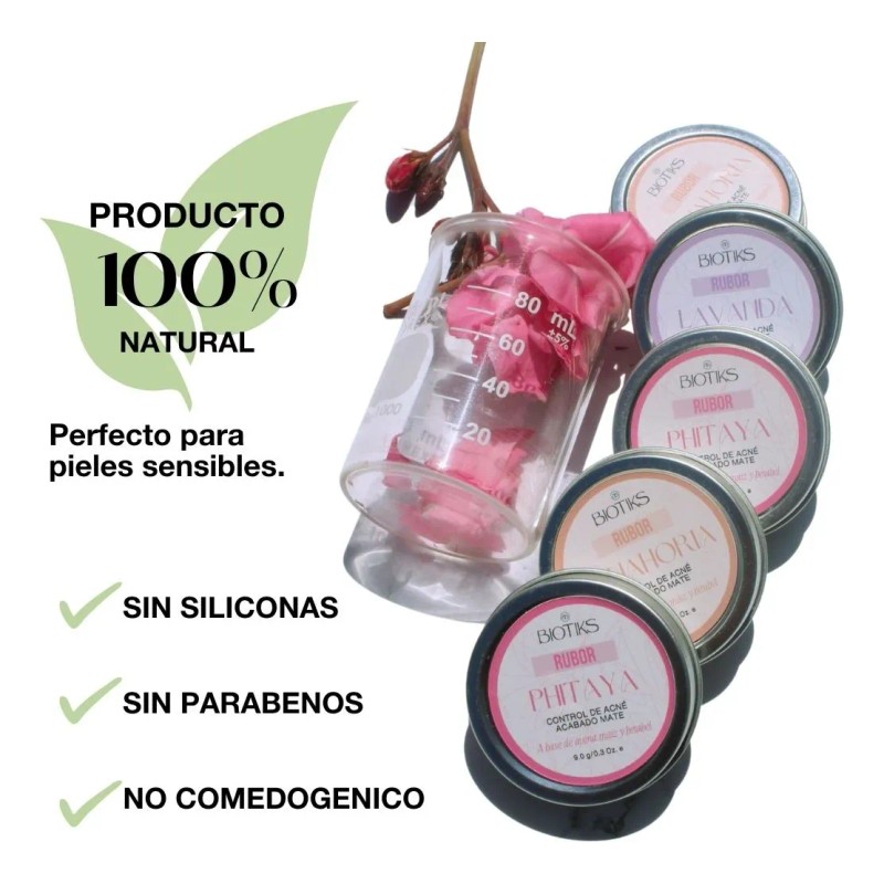 Rubor En Polvo Mate Biotiks Natural Anti Acné 6 G