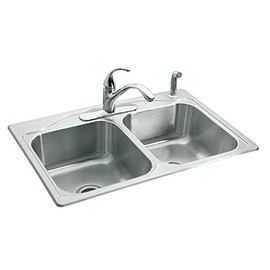 KOHLER Double-Basin Stainless Steel Topmount Kitchen Sink R3145-4-NA