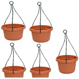Austin Planter Hanging Flower Pots with Hangers, 11 inch, Terra Cotta, 5 Pack, seedlings Planter, Nursery Planter, Colorful Flower Planter, Seed Starting Pot with Hanger