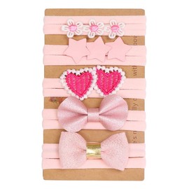 Baby Hair Band Dress Girls Clothes Hair Accessories for Girls Headbands 5 Piece Set (MB2522, Pink)