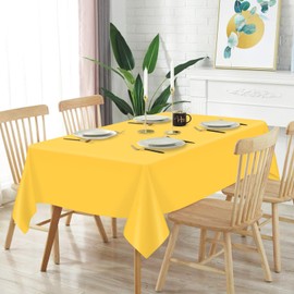 Mulbozy 2 Pcs Yellow Plastic Tablecloth for Rectangle Table, 54 × 108 inches Disposable Yellow Party Table Covers for Birthday, Wedding, Baby Shower, Holdiay Party Decoration