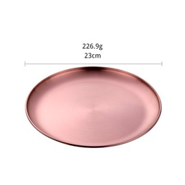 Buyer Star 2 Packs Metal Dinner Plates- Stainless Steel Color Heavy Duty Kitchenware Round Metal 9 Inch Plates | Dishwasher Safe | BPA Free| Use for BBQ Steak (ROSE GOLD)