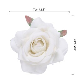 MECCANIXITY 12 Pcs Rose Flower Hair Clips 3 Inch Flower Hair Pins Flower Brooch for Women Hair Accessories White