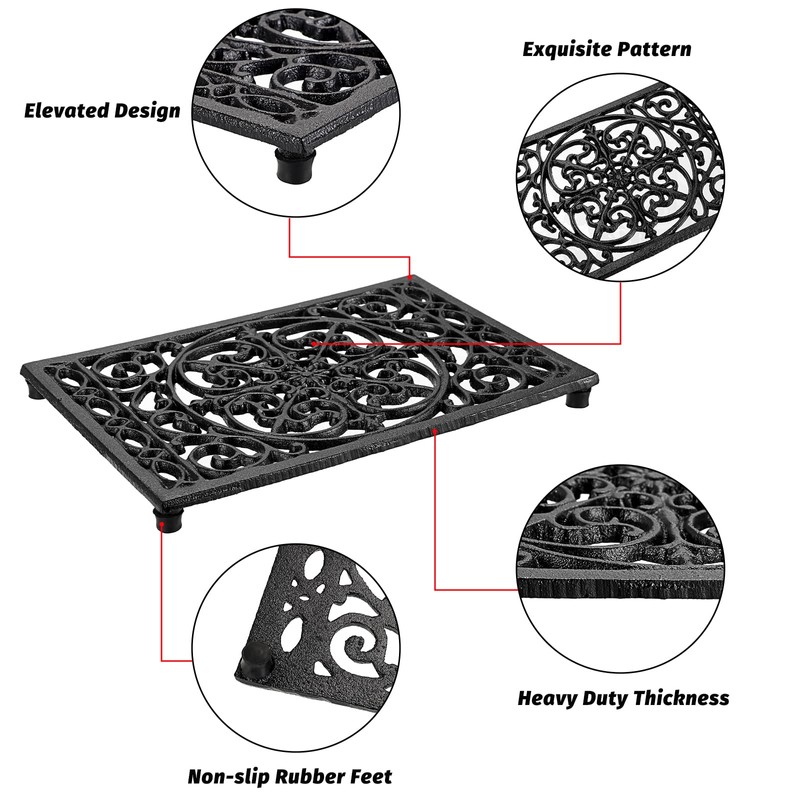 Sumnacon Cast Iron Trivet, 9.6 x 6.3 Inch Metal Trivet
