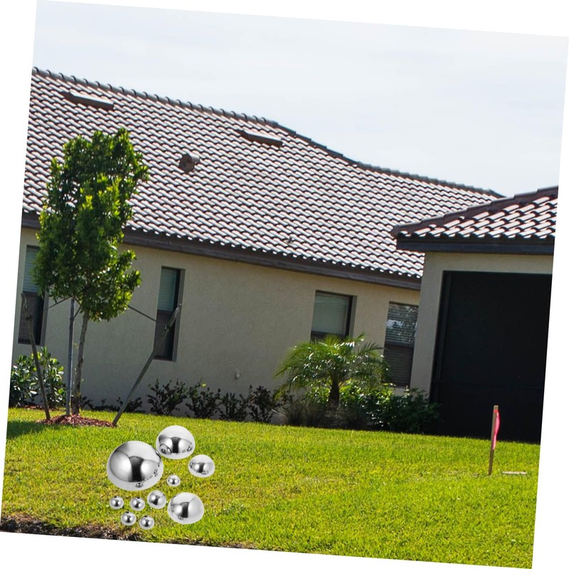 BESPORTBLE Metal Decorative Balls 10pcs Stainless Steel Gazing Half Balls