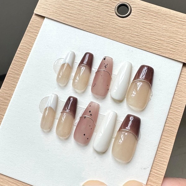 IWAOQ Long Press On Nails,Press On Nails,Nail Art False Nails