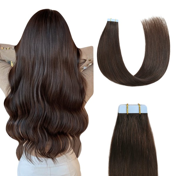 Sunya Tape-In Extensions Real Hair Dark Brown Tape Extensions Real