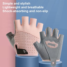 FakeFace Children's Cycling Gloves, Breathable and Cool, Elastic Half Finger Gloves, Cycling Gloves, Protection for Outdoor Cycling, Abrasion-Resistant and Non-Slip