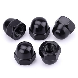 1/2"-13 Hex Head Acorn Cap Nuts, 304 Stainless Steel 18-8 Hexagon Head Acorn Dome Cap Nuts, Black Oxide Finish, Hex Drive, 10 PCS