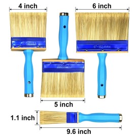 KingOrigin Deck Stain Brush, 3 Pack Thick Paint Brushes (4", 5", 6") for Faster Coverage, Compatible with Most Extension Poles, Stain Brushes for Wood, Deck, Walls, Fence and House