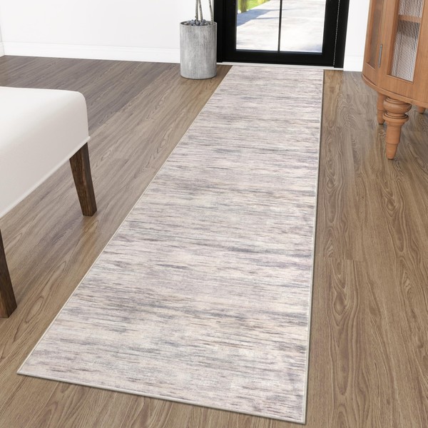 SIILOOM 2x10 Gray Beige Neutral Multi Modern Abstract Runner Rug