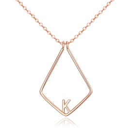 Clearine Ring Holder Necklace for Women Girls 925 Sterling Silver Letter Geometric Pendant Chain, Sterling Silver