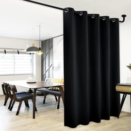 NICETOWN Blackout Curtain for Sliding Door, Patio Door Curtains, Thermal Insulated Wide Drapes/Draperies for Bedroom (Black, 70 by 84 inches,)