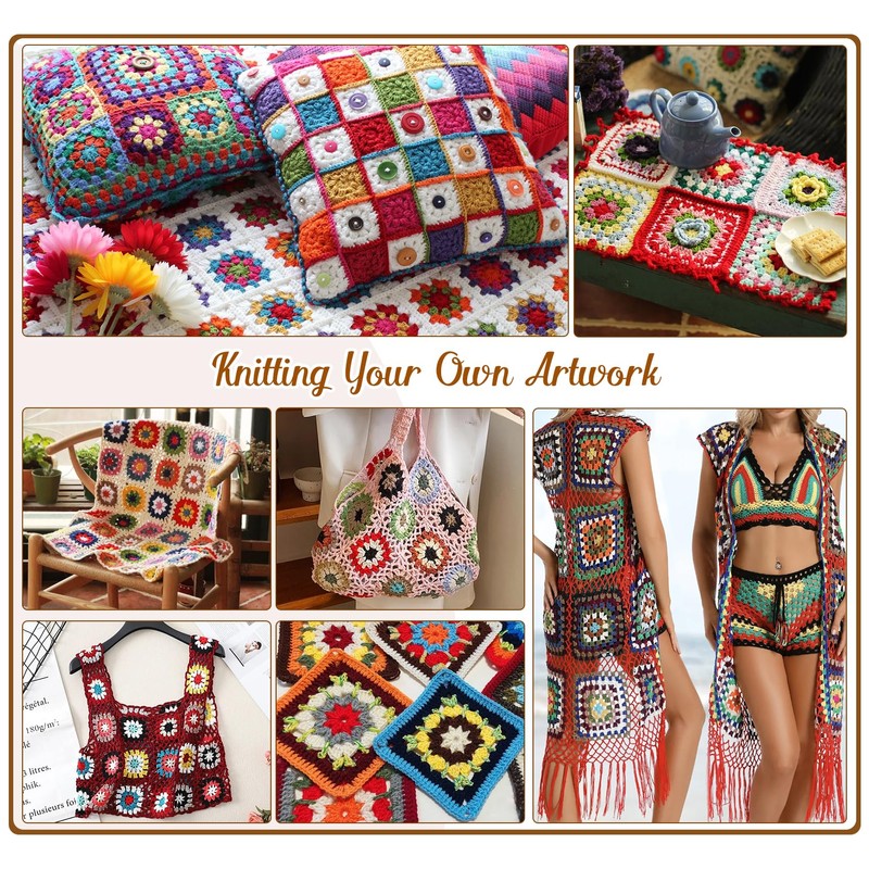 Granny Squares Blocking Board, 20 cm Wooden Spanner with 24