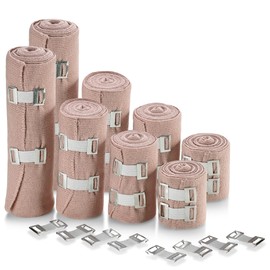 MEDca elastische Kompression Bandage Wrap - Erste-Hilfe-Bandagen Roll Maßnahmen 2", 3", 4", 6" x 5 Ft mit 4 Extra-Haken - Athletic Sports Stretch Wraps für Knöchel.