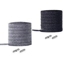 nikwesm Elastic No tie flat Shoe Laces for adults kids Sneaker and Boot, One Size Fits All(2 Pair) (Silver black)