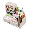 Upgraded Desktop Stationary Organizer with Drawer, DIY White Pencil Holder