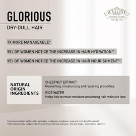 Il Salone Milano Professional Glorious Mask - Hydrating Hair Mask for Dry Hair - Increases Nourishment & Combability with Chestnut Extract & Rice Extract - Salon-Quality Hair Care (17.1 oz / 500 ml)