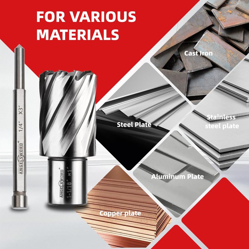 ANGELSWORD HSS Annular Cutter Set 9 Pcs, High Speed Steel,