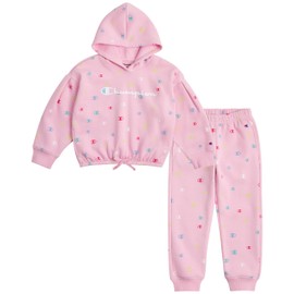 Champion Girls Hoodie and Sweatpant Set for Kids Athletic Fleece Sweatsuit