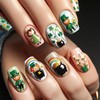 24Pcs St. Patrick Day Nails Shamrock Press on Nails Medium