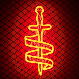 lmprintNook Fourth Wing Neon Signs for Wall Decor, "I WILL NOT DIE TODAY" Neon Lights with Dimmer Switch and USB Power, Fantasy Book Dragon Gifts Gifts For Readers