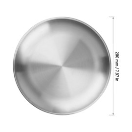 MOUYAT 6 PCS 8 Inch Stainless Steel Plate, Round Metal Dinner Plates, Heavy Duty Round Salad Plates Reusable Metal Dinner Dish for Serving Camping Outdoor BBQ Home Kitchen, Polished Silver