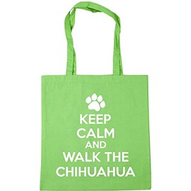 Hippowarehouse Keep calm and walk the chihuahua - dog Tote Shopping Gym Beach Bag 42cm x38cm, 10 litres