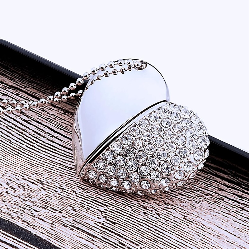 WooTeck 64GB Crystal Loving Heart Jewelry USB Flash Drive Memory