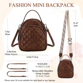 VX VONXURY Small Backpack Women, Fashion Vegan Leather Ladies Purse Mini Vintage Shoulder Bag for School Work Travel