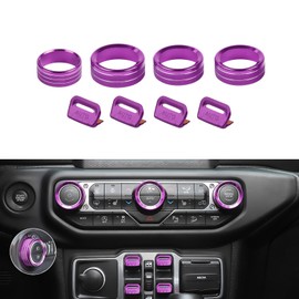 JeCar JL Switch Button Covers Window Control Air Conditioner Headlight Volume Radio Knob Trims Interior Accessories Compatible with Jeep Wrangler JL JLU 2018-2024 & Gladiator JT 2020-2024, Purple