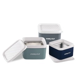 Pinnacle Thermoware Baby/Toddler/Kids Stainless Steel Insulated Food Storage Container Small Leak Proof Lunch Box- 3 pk. 8 oz Snack Containers- Square Thermal Food Container With Airtight Lid