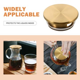 DOITOOL Cold Water Kettle Glass Pitcher Lid Replacement Carafe Lids Only Stainless Steel Water Pitcher Cover Stopper, Golden, 1PCS