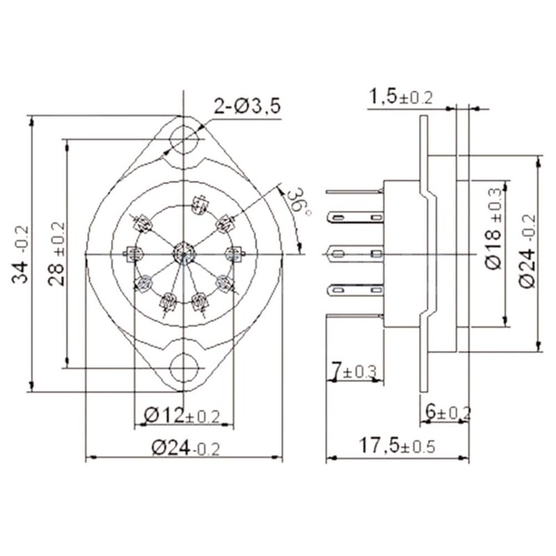 Aqevn 10pcs Ceramic B9A Silver Plated 9 Pin Vacuum Tube