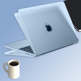 KEROM SkyBlue Case for MacBook Air 15 inch 2026 M5, 2023-2025 M4/M3/M2 A3448 A3241 A3114 A2941, Ultra Thin Frosted Matte Plastic Hardshell & Keyboard Cover for Mac Air 15, SkyBlue Clear