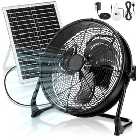Hortsun 1 Set 16" 15600mah Solar Powered Floor Fan for Outside